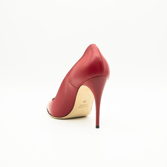 Nappa Leather Italian Handmade Red Decollete Heels - Picture 3 of 5